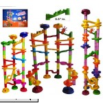 Tevelo Marble Run Coaster 85 Set 240 Rails Length 55 Building Elements 30 Plastic Race Marbles. Learning Railway Construction DIY Build Genius Maze Family Game Endless Fun Design Tower Track  B01B4Y7ASK